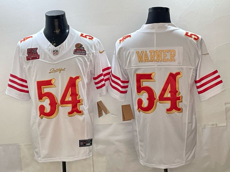 Men 2026 San Francisco 49ers #54 Warner White 5th generations Nike Limited NFL Jersey style 007